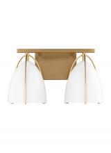 Visual Comfort & Co. Studio Collection 4451802-848 - Norman modern 2-light LED indoor dimmable bath vanity wall sconce in satin brass gold finish with ma