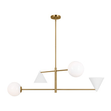 Visual Comfort & Co. Studio Collection AEC1094MWTBBS - Cosmo mid-century modern 4-light indoor dimmable extra large ceiling chandelier in burnished brass